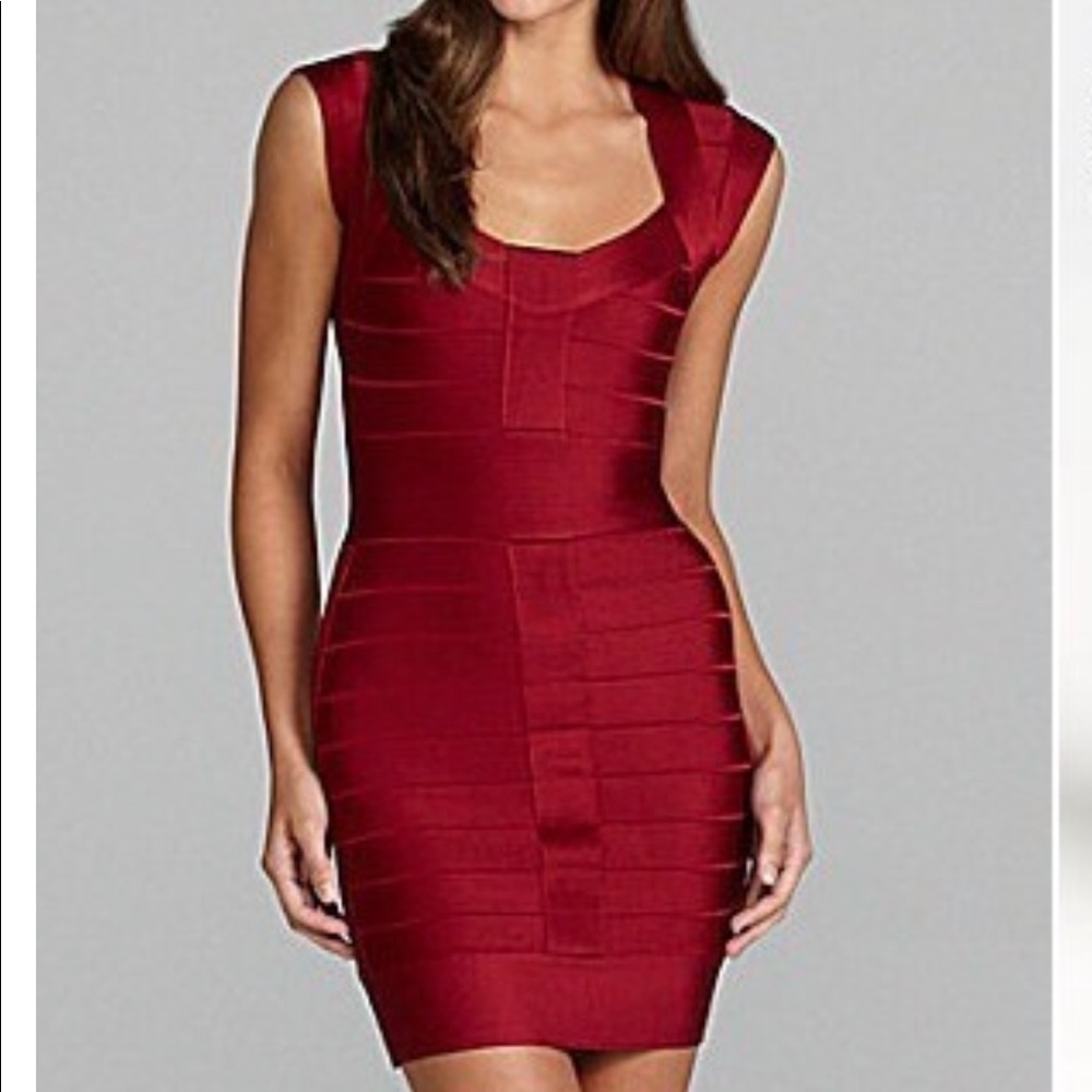 French Connection Bandage Dress Deep Red 4